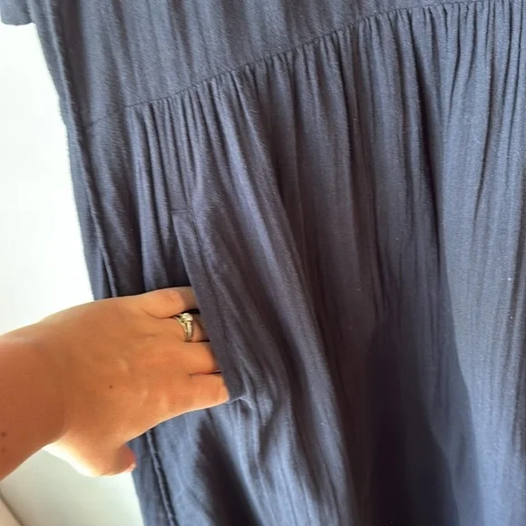 ME+EM Cheesecloth V-Neck Cotton‎ Shirt Dress